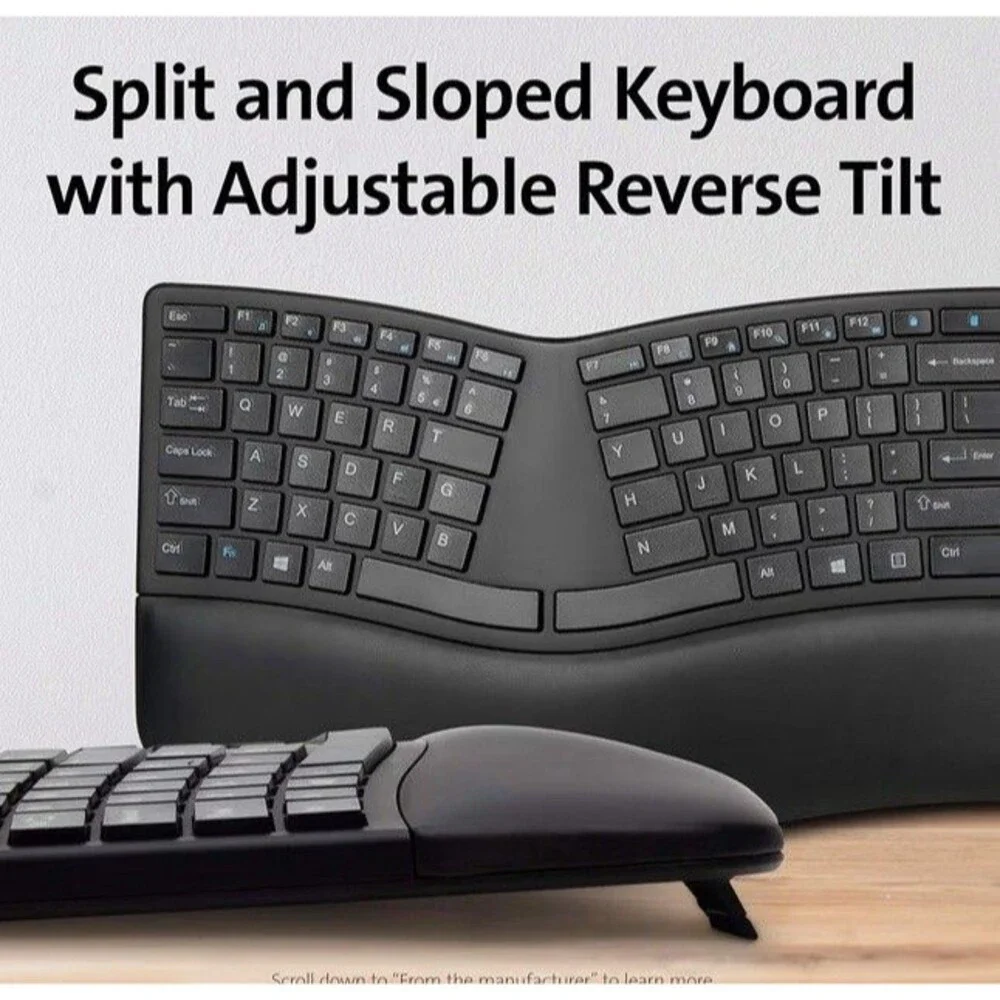 Kensington Pro Fit Ergonomic Wireless Keyboard, Bluetooth - Black (K75401US)